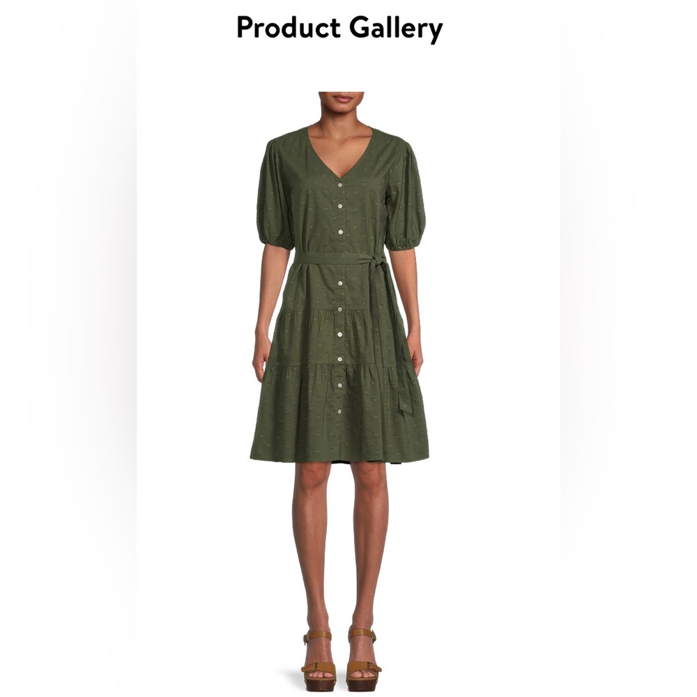 NWT Olive Green Time&True tiered dress Size M